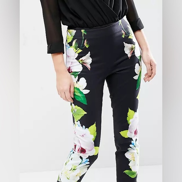 Ted Baker Galla Trousers in Mirrored Forget Me Not Print Sz:2/US6 - Picture 11 of 12
